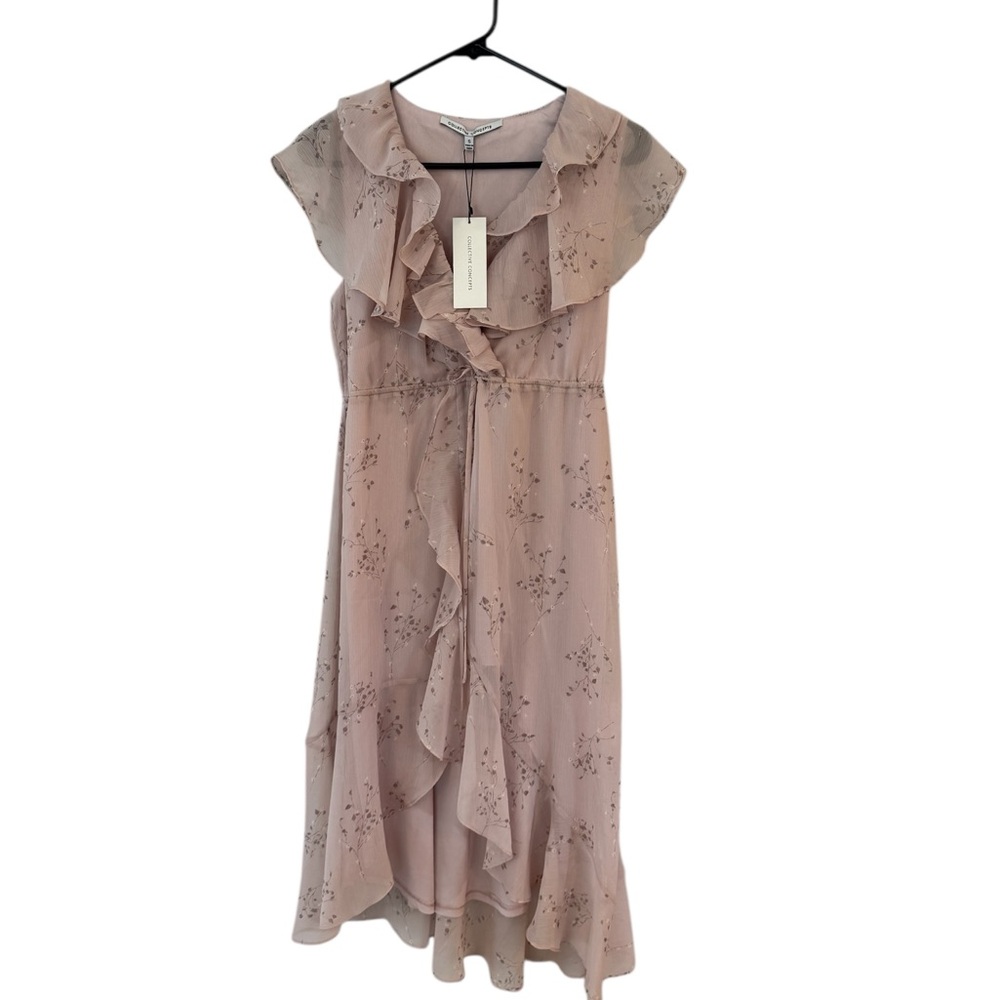 Pink Lily Pink Ruffled Wrap Sundress Cocktail